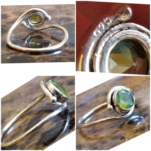 Genuine 1ct Round Green Peridot Ring Size 8 - Picture 5 of 6